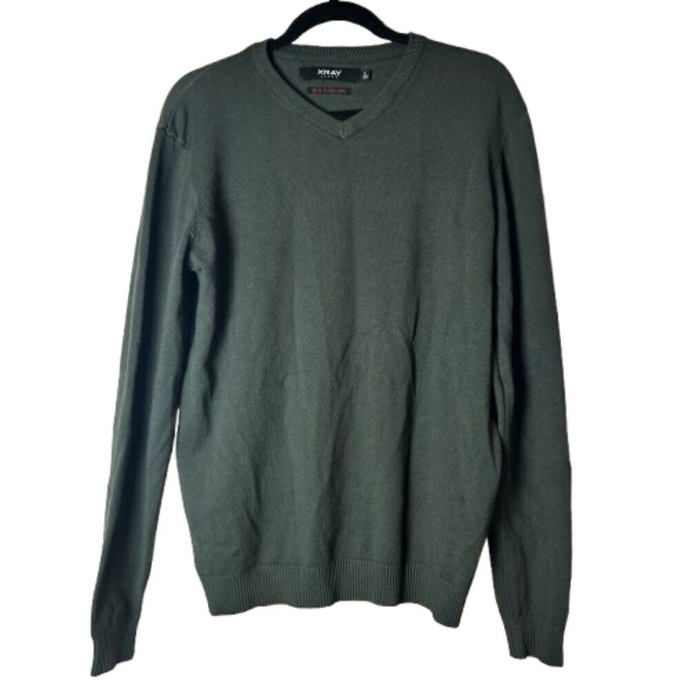 NORDSTROM XRAY Jeans Brand Olive Green V Neck Sweater Size Large